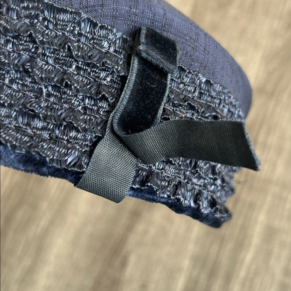 Vintage‎ Navy Blue Hat Tiered Straw Ruffles w/Felt Detail Church-Art Women’s - Picture 11 of 14